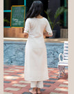 Elegant Embroidered Straight Kurta for Women with Floral Thread Work.