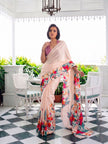 Designer Saree for Women with Artistic Floral Print and Graceful Drape .
