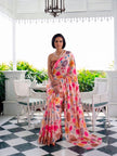 Designer Saree for Women with Artistic Floral Print and Graceful Drape .