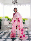 Designer Saree for Women with Artistic Floral Print and Graceful Drape .