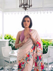 Designer Saree for Women with Artistic Floral Print and Graceful Drape .