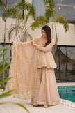 Women's Embroidered Peplum Sharara Suit Set with Dupatta.