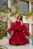 Women's Embroidered Peplum Sharara Suit Set with Dupatta.