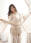 Women Embroidered Kurta Palazzo Set with Dupatta .
