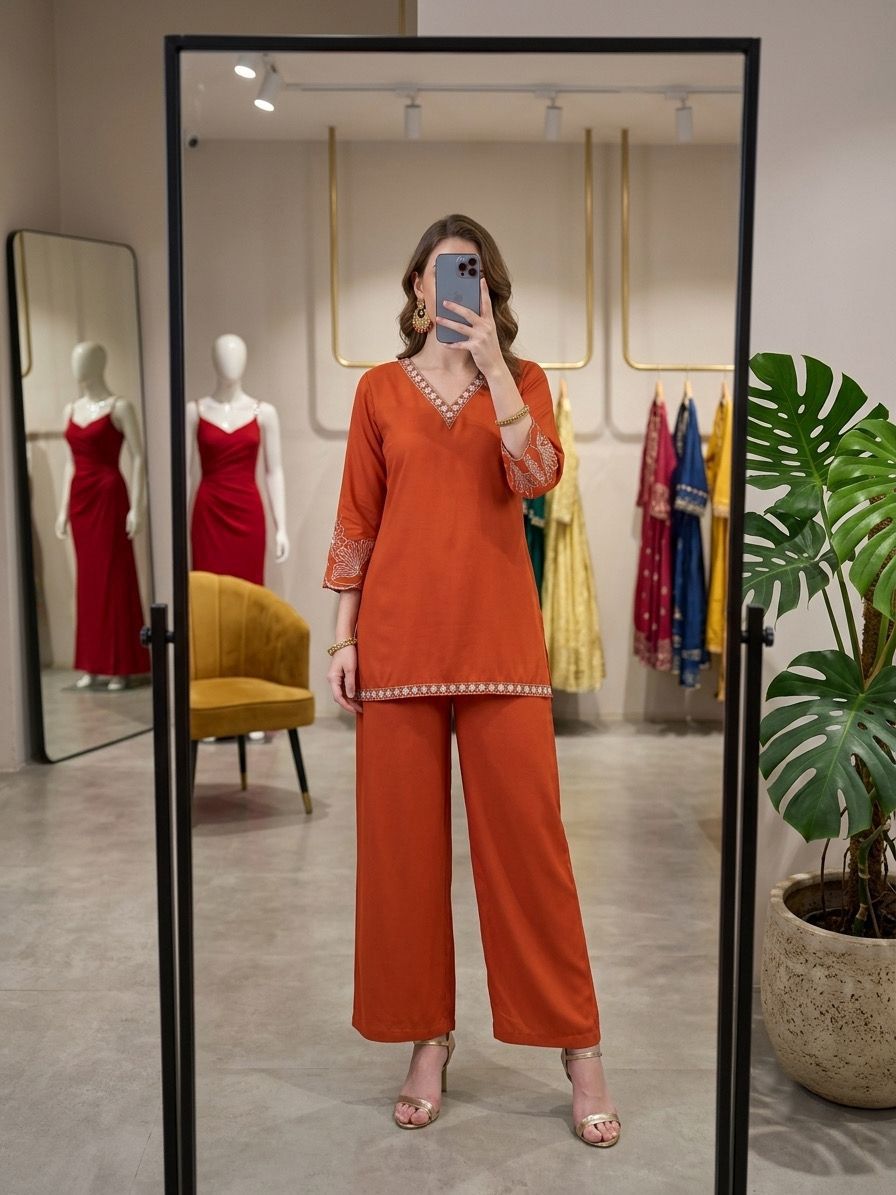 Timeless Co-Ord Set with Delicate Embroidery and Sophisticated Styling.