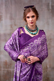 Women's Premium Satin Saree with Elegant Silver Printed Design.