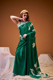 Soft Satin Floral Printed Saree with Designer Look and Blouse Piece