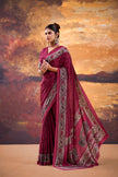 Floral Printed Saree with Ethnic Designer Border & Blouse Piece.
