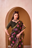 Women's Printed P.V Chanderi Saree with Designer Border