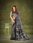Women's Kalamkari Style Printed Saree with Contrast Border