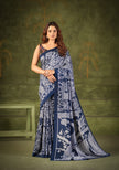 Women's Kalamkari Style Printed Saree with Contrast Border