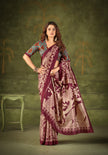 Women's Kalamkari Style Printed Saree with Contrast Border