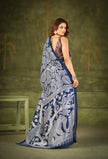 Women's Kalamkari Style Printed Saree with Contrast Border