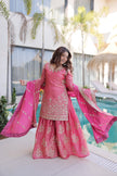 Designer Embroidered Sharara Set with Dupatta for Women.