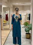 Premium Floral Embroidery Kurta Palazzo Set for Women.