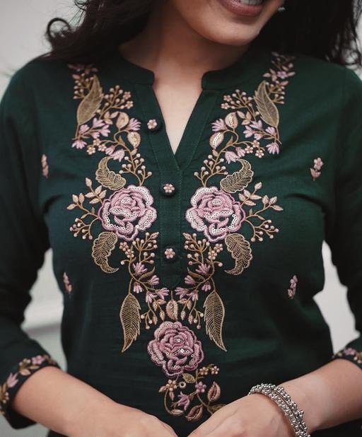 Women’s Navy Blue Floral Embroidered Kurta Set with Dupatta.