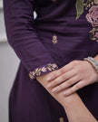 Women’s Navy Blue Floral Embroidered Kurta Set with Dupatta.