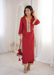 Elegant Mirror Lace Kurta Pant Set With Potli Bag.