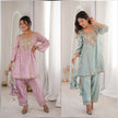 Elegant Mirror Embroidered Kurta Pant Co-Ord Set.
