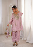 Elegant Mirror Embroidered Kurta Pant Co-Ord Set.