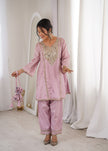 Elegant Mirror Embroidered Kurta Pant Co-Ord Set.