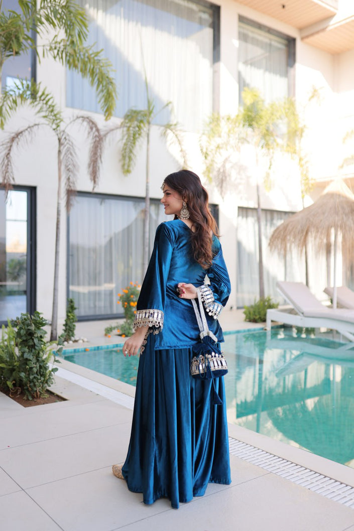 Luxury Velvet Festive Sharara Suit For Women.