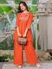 Orange Embroidered Kurta Palazzo Co-Ord Set for Women.
