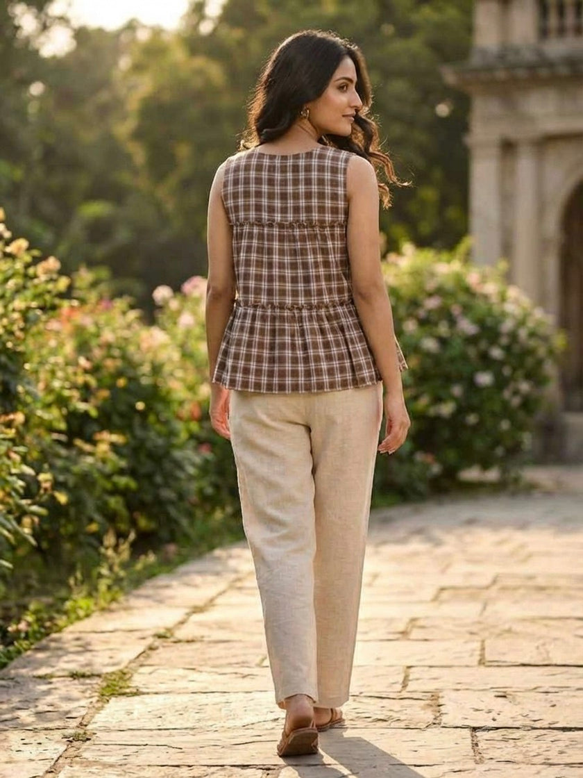 Casual Check Print Cotton Coord Set.