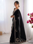Black Embroidered Party Wear Saree for Women.
