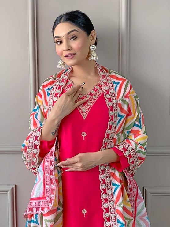 Stylish Embroidered Kurta Set with Dupatta.