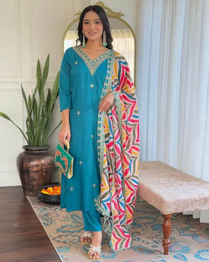 Stylish Embroidered Kurta Set with Dupatta.