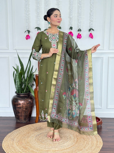 Stylish Embroidered Kurta Set with Dupatta.