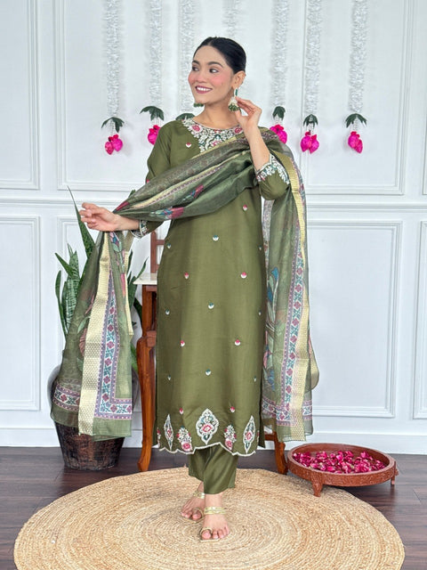 Stylish Embroidered Kurta Set with Dupatta.