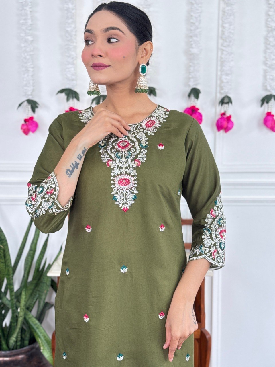 Stylish Embroidered Kurta Set with Dupatta.