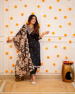 Designer Straight Kurta with Floral Dupatta.