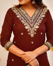 Designer Straight Kurta with Floral Dupatta.