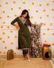 Designer Straight Kurta with Floral Dupatta.