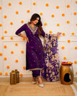 Designer Straight Kurta with Floral Dupatta.