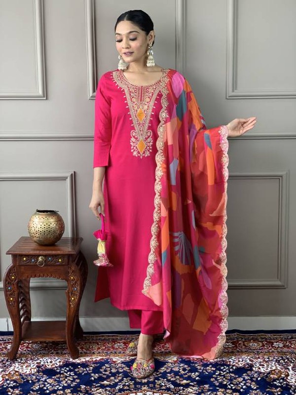 Designer Pink Ethnic Suit with Dupatta.
