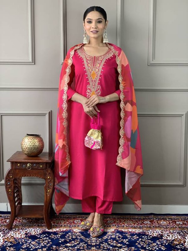 Designer Pink Ethnic Suit with Dupatta.