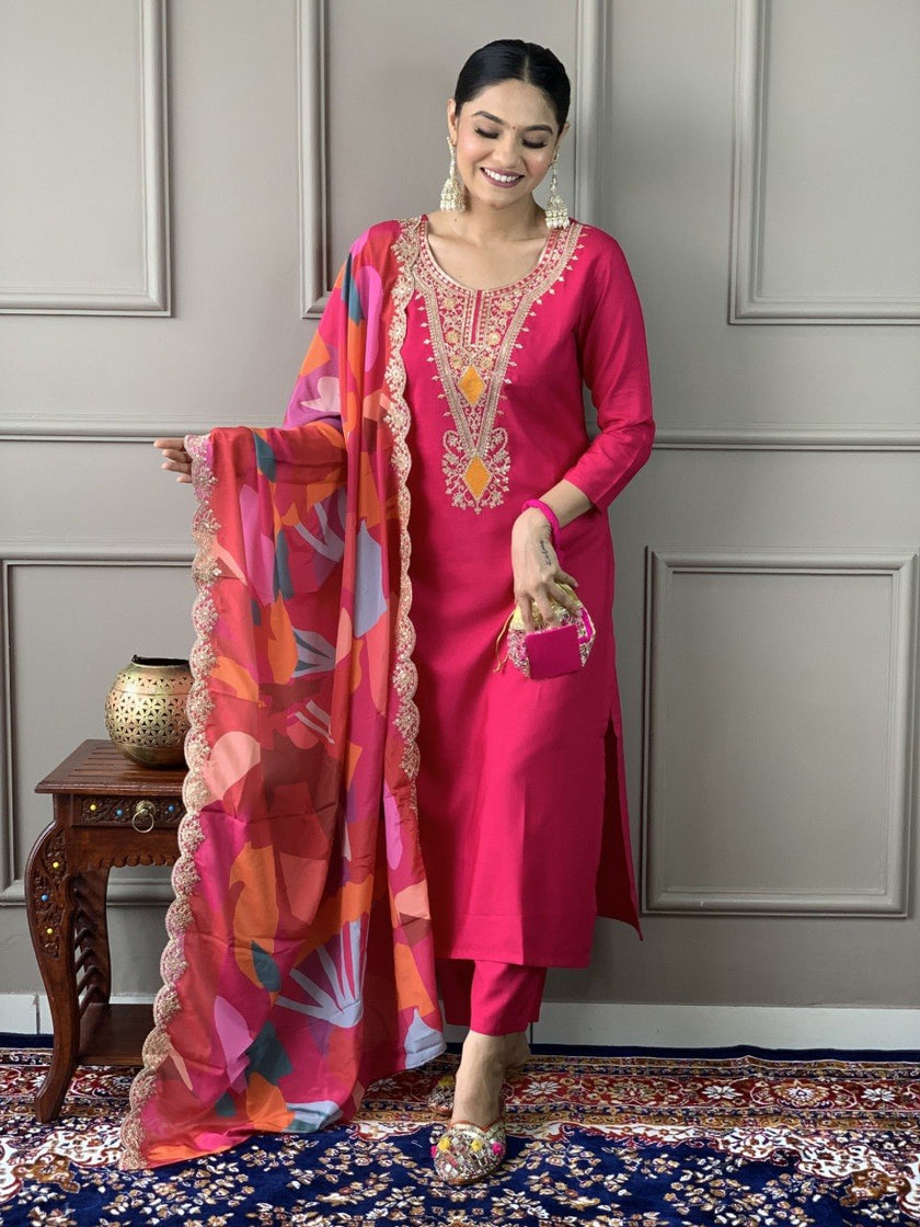 Designer Pink Ethnic Suit with Dupatta.