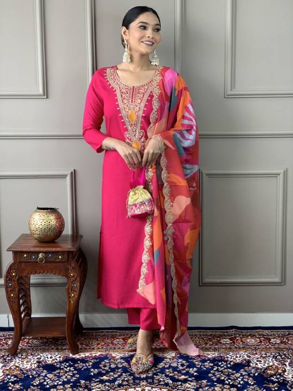 Designer Pink Ethnic Suit with Dupatta.