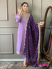 Designer Lavender Kurti with Striped Dupatta.