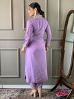 Designer Lavender Kurti with Striped Dupatta.