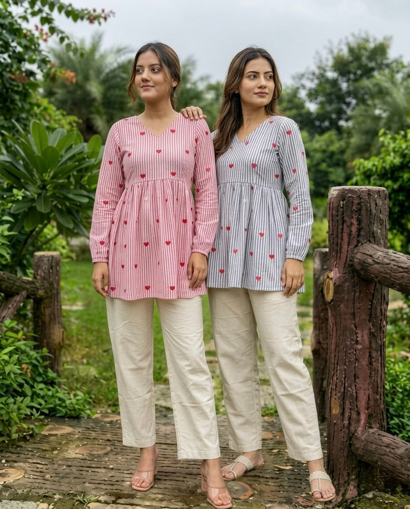 Casual Striped Kurta Pant Set for Women.