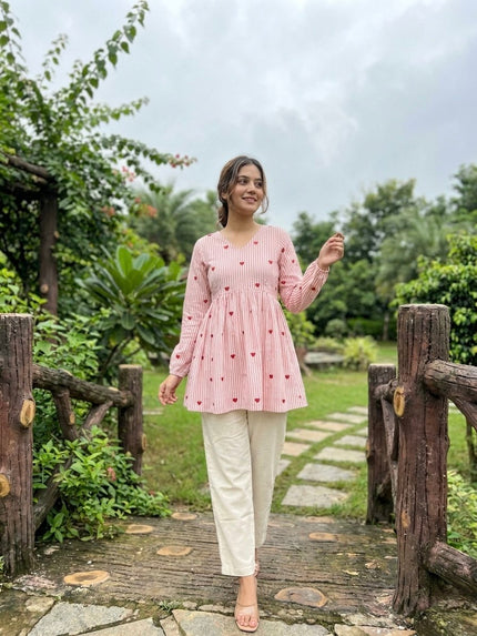 Casual Striped Kurta Pant Set for Women.