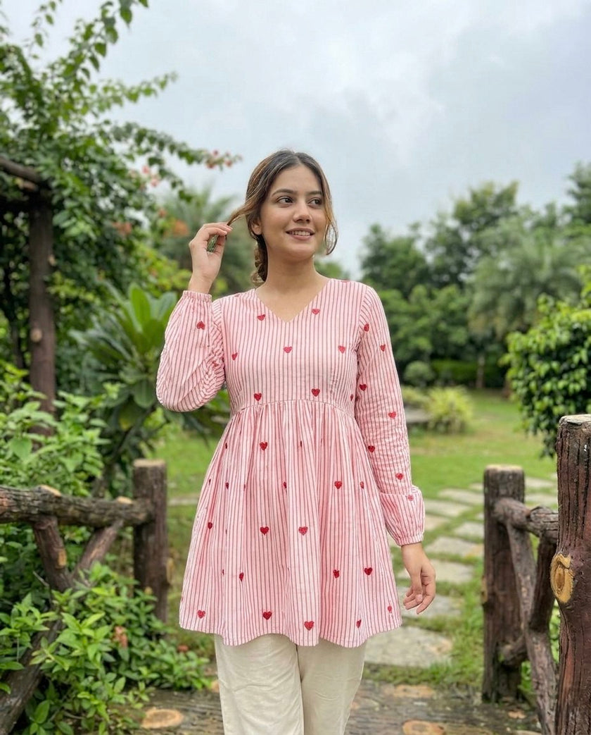 Casual Striped Kurta Pant Set for Women.