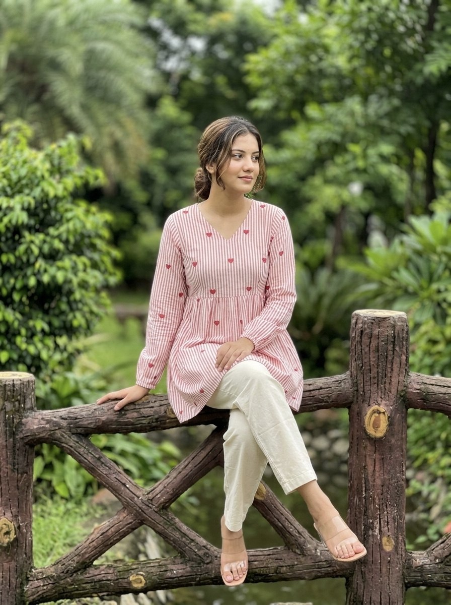 Casual Striped Kurta Pant Set for Women.