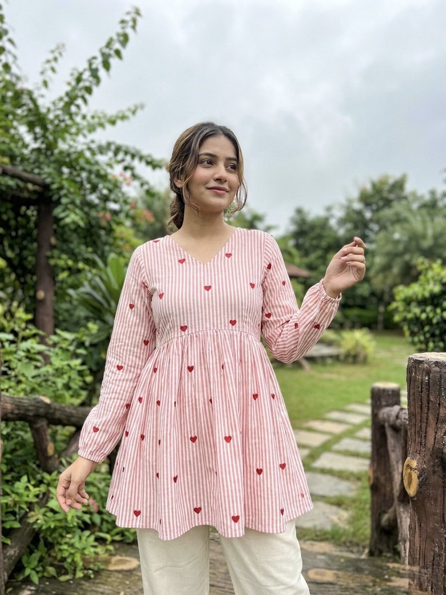 Casual Striped Kurta Pant Set for Women.