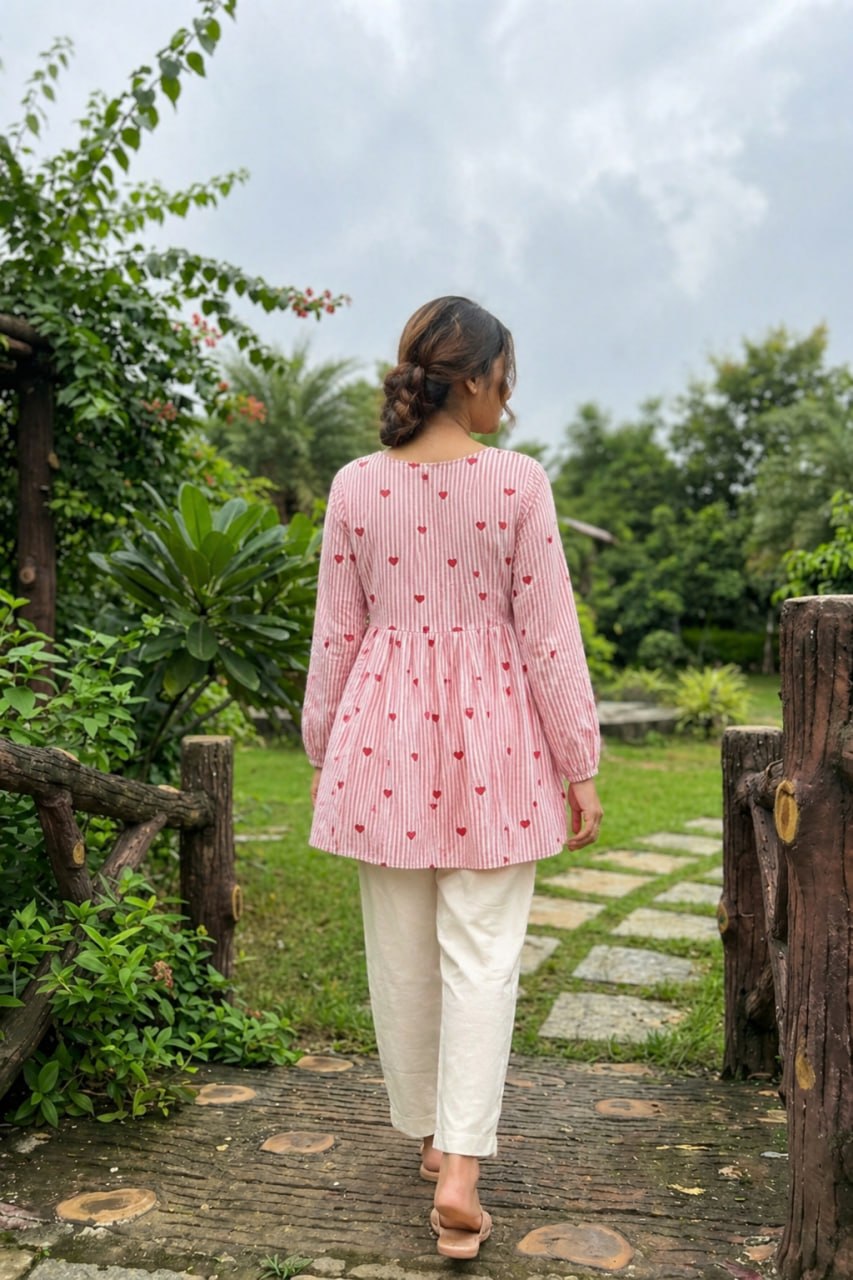 Casual Striped Kurta Pant Set for Women.